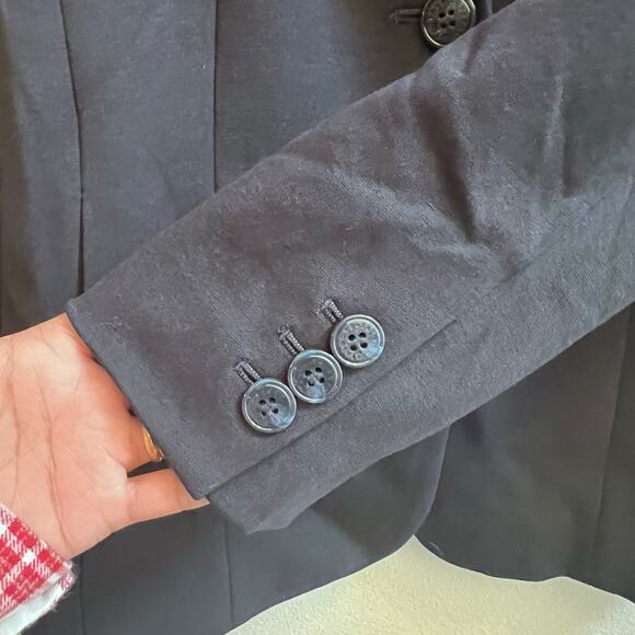 Talbots Women's Navy Blue Blazer Jacket Size 8P Cotton Blend Single-Breasted - Picture 3 of 7